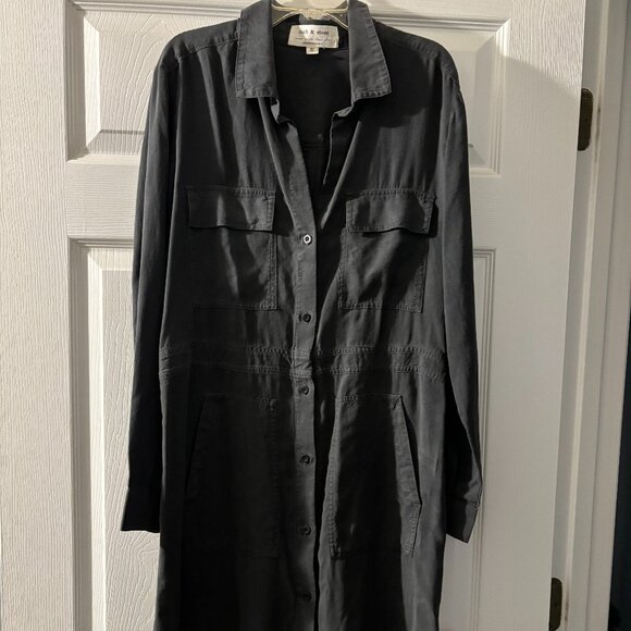 Cloth and Stone long-sleeve utility shirt dress- Charcoal size M - Picture 2 of 4